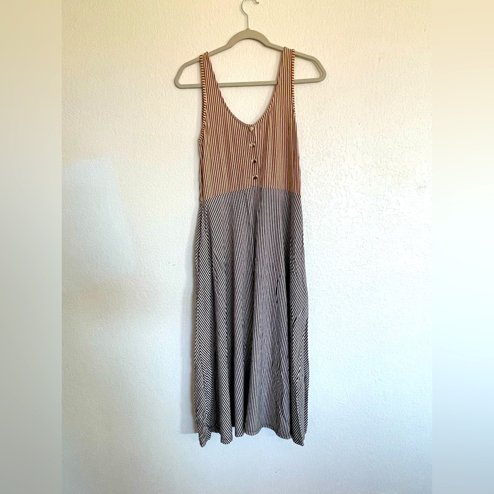Bel Kazan Black and Tan Striped Summer Dress. Like new. Size M.